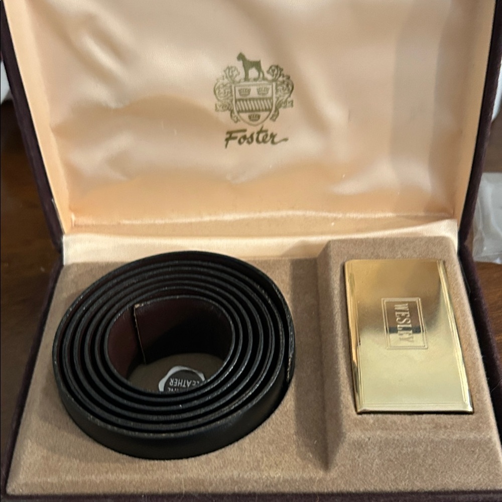 Foster Men's Black Belt with Gold Buckle